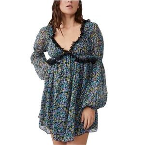 Free People Pennie Printed Babydoll Dress